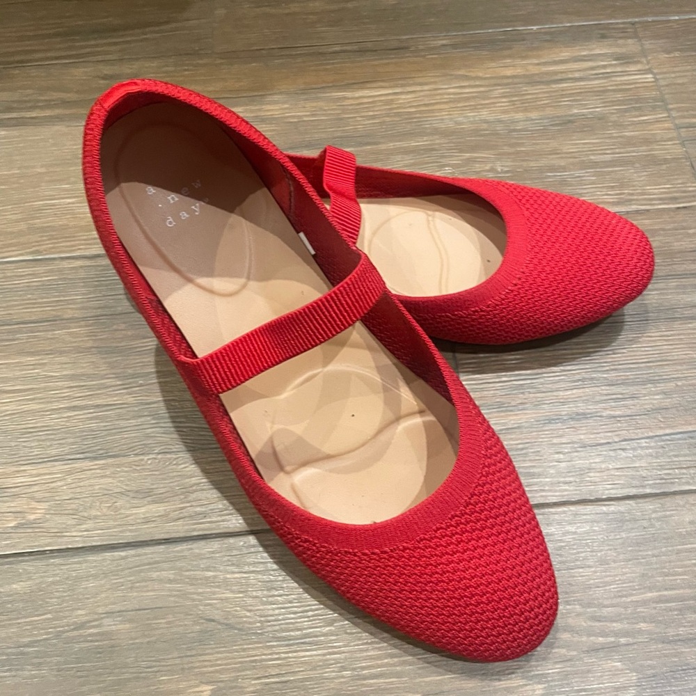 A New Day red knit Mary Jane Flats - size 7